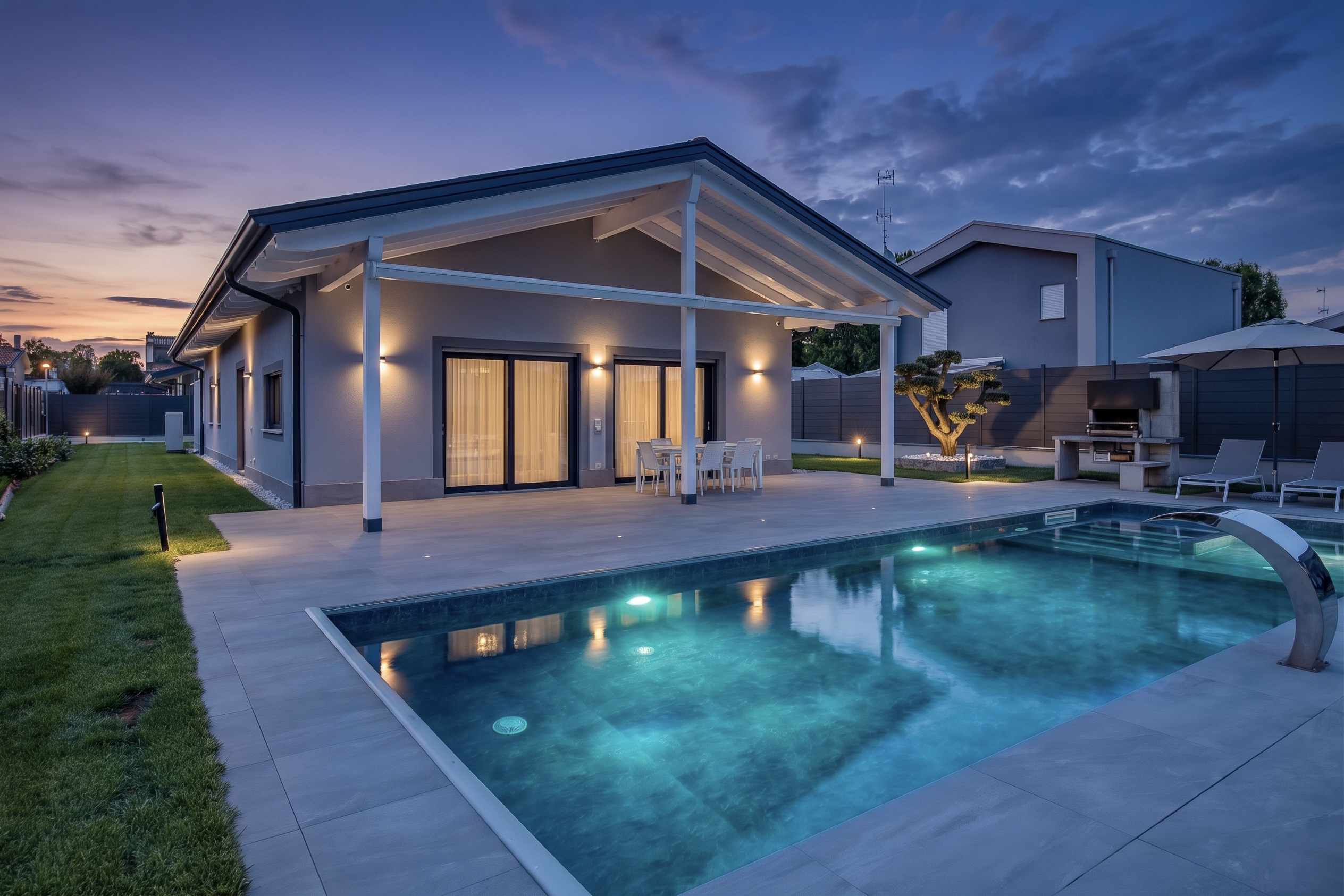 Exterior after — Cinematic Twilight Pool