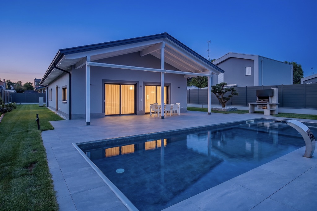 Exterior — blue hour