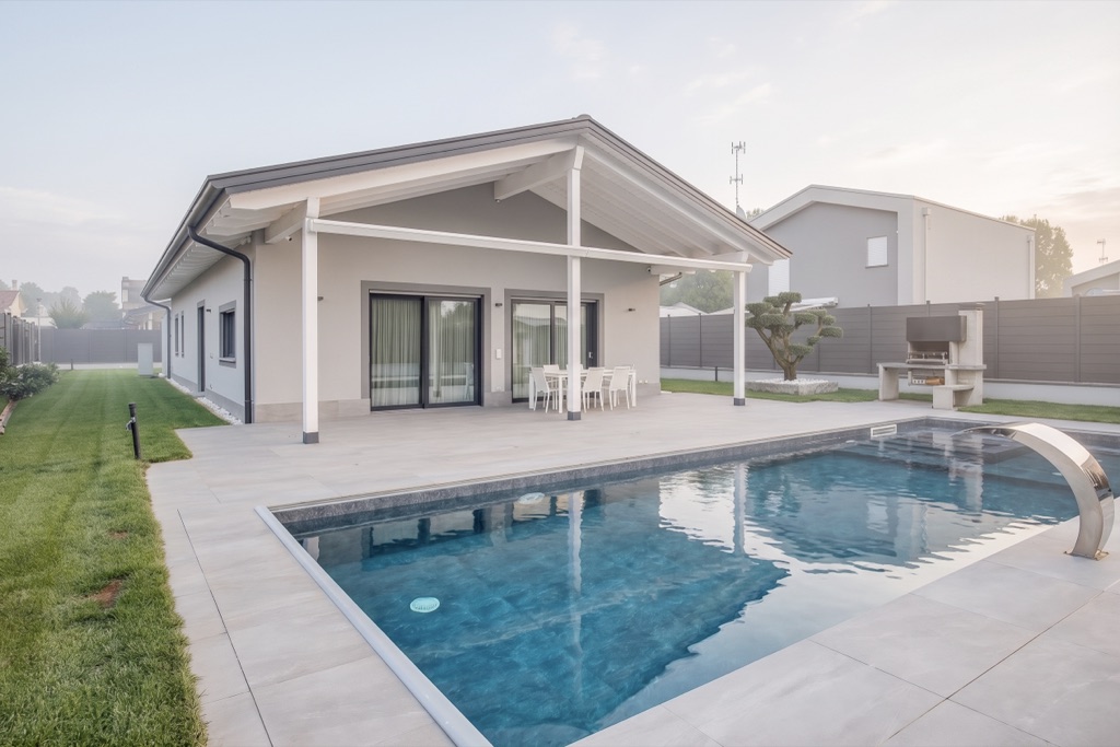 Exterior — misty morning