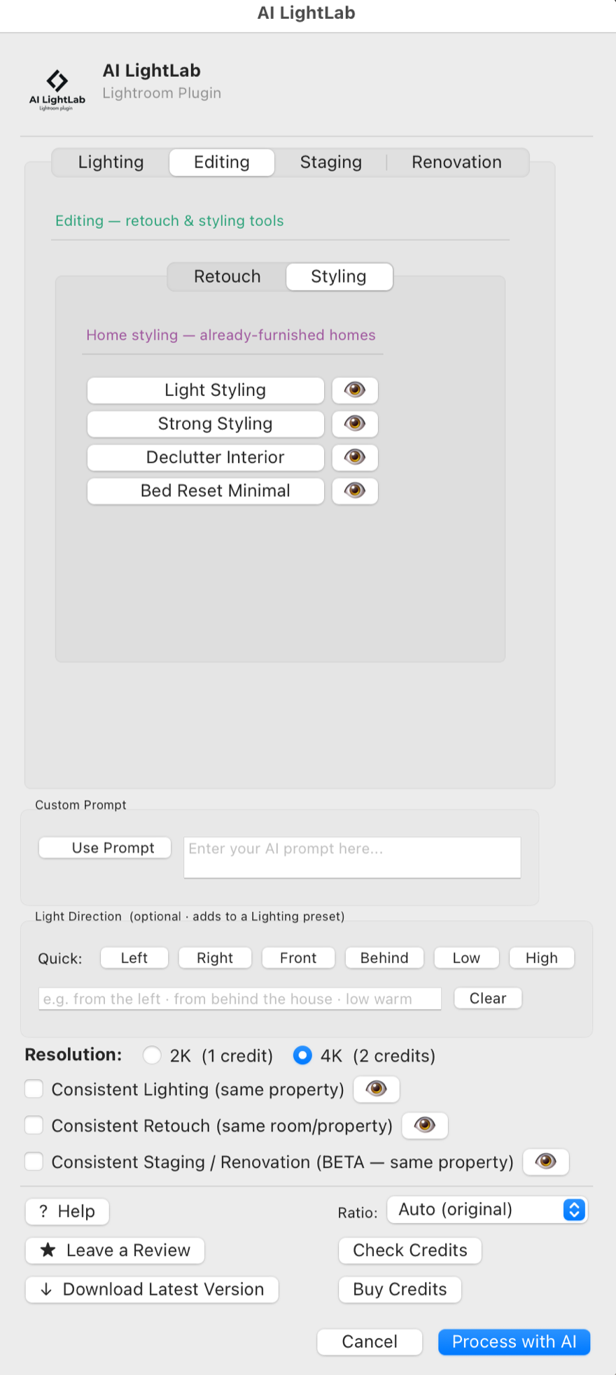 Styling tab