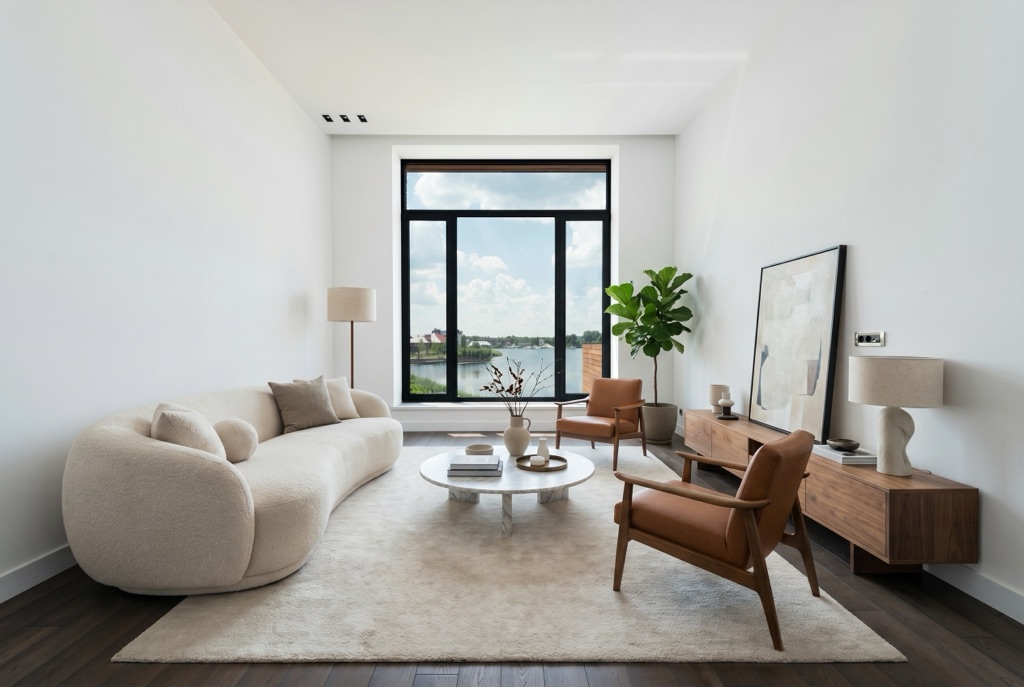 Virtual staging — Editorial living room variant