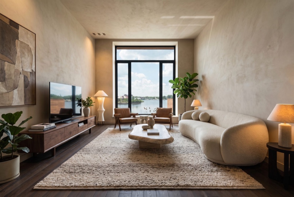 Virtual renovation — the same room as an Editorial living room
