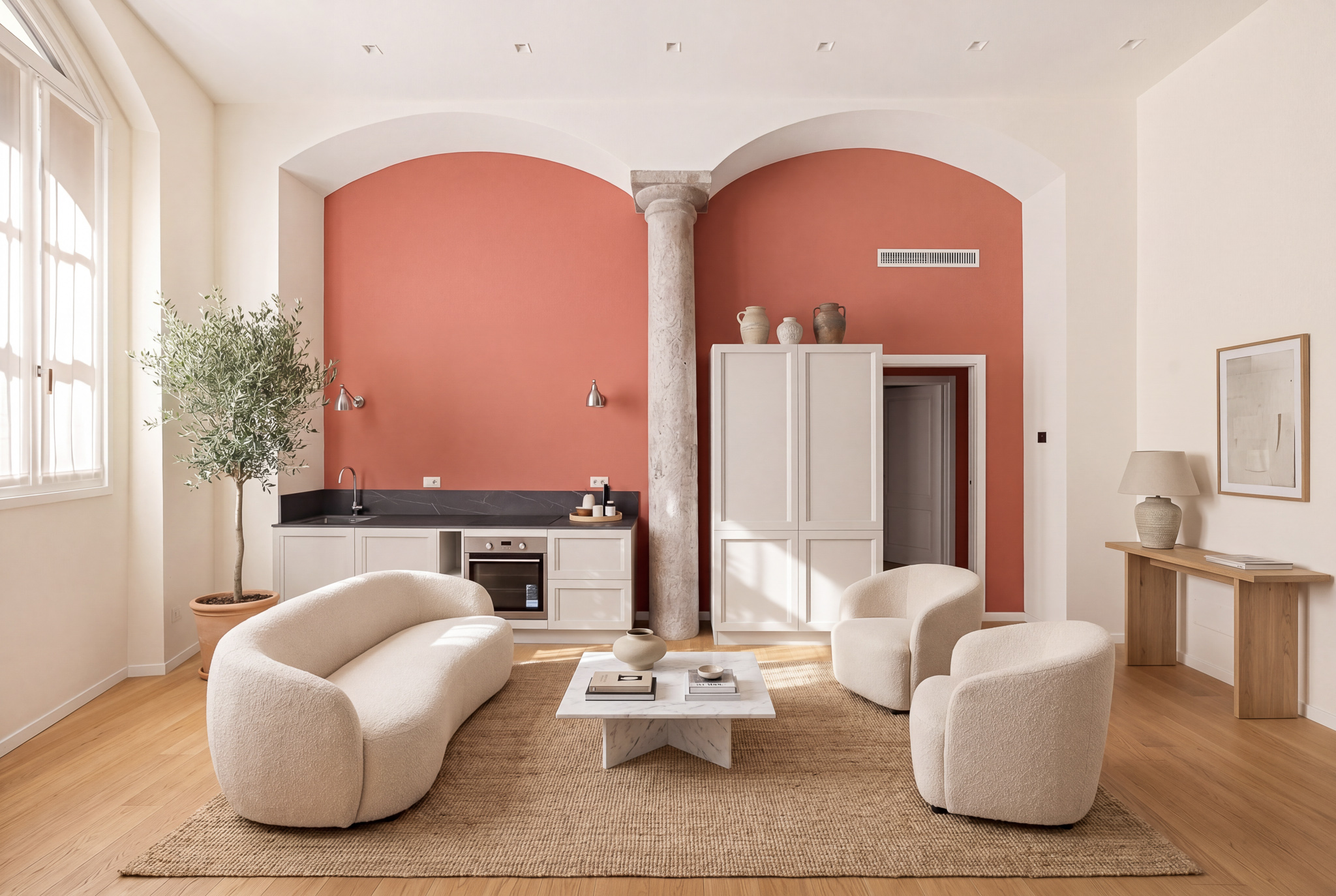 Same living room after Virtual Staging — Editorial preset, fully furnished